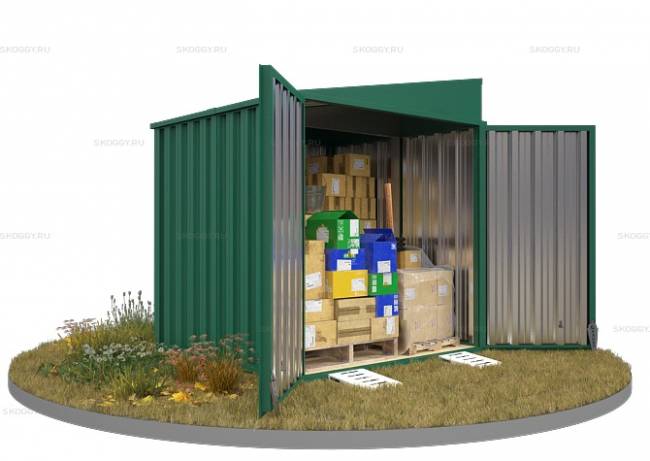 Хозблок SKOGGY секционный с односкатной крышей 2 х 2 м, зелёный мох Хозблок SKOGGY секционный с односкатной крышей 2 х 2 м, зелёный мох