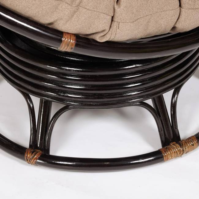 Кресло-качалка PAPASAN/ПАПАСАН w 23/01 B /с подушкой/ 115х78х104 см, Antique brown (античный черно-коричневый), экошерсть Коричневый, 1811-5 Antique brown (античный черно-коричневый)