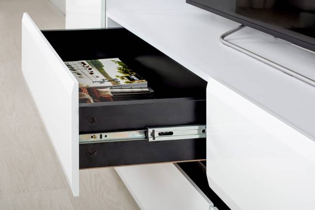 Стенка для гостиной Сидней Комплектация № 23 цвет белый/чёрный/фасады МДФ белый глянец Стенка для гостиной Сидней Комплектация № 23 цвет белый/чёрный/фасады МДФ белый глянец