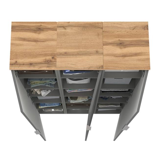 Набор из трёх шкаф-пеналов Октава цвет серый графит/дуб крафт золотой