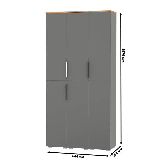 Набор из трёх шкаф-пеналов Октава цвет серый графит/дуб крафт золотой
