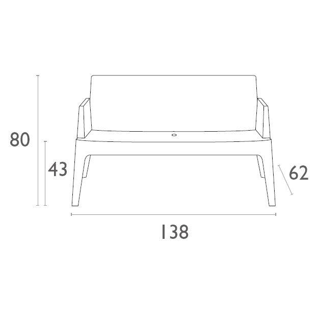 Диван пластиковый двухместный Box Sofa белый 1380x620x800 мм