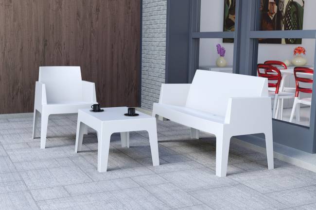 Диван пластиковый двухместный Box Sofa белый 1380x620x800 мм