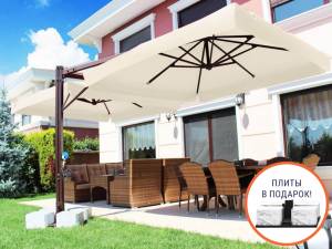 Зонт профессиональный двухкупольный 6.4х3 м Double Banana V бежевый 6400х3000 мм