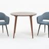 Стол Монте К 100 орех с креслами Пичч велюр синий
