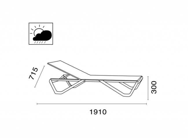 Шезлонг-лежак металлический Wave антрацит, белый 1910х715х300 мм