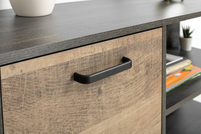 Стенка в гостиную с подсветкой в стиле лофт Трувор № 53 цвет дуб гранж песочный/интра