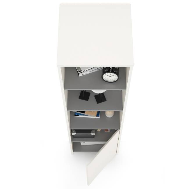 Шкаф комбинированный Торонто 13.13 цвет белый шагрень/стальной серый