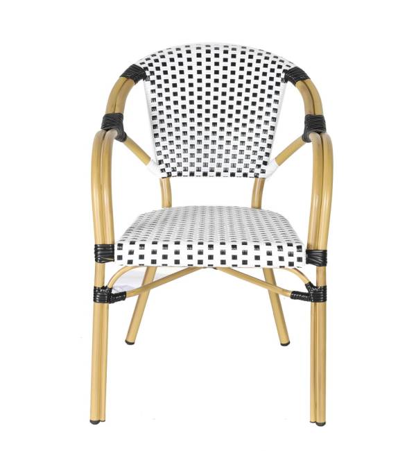 "Кабри" плетеный стул из искусственного ротанга, цвет черно-белый "Кабри" плетеный стул из искусственного ротанга, цвет черно-белый