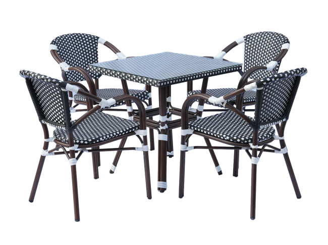 "Кабри" плетеный стул из искусственного ротанга, цвет черно-белый "Кабри" плетеный стул из искусственного ротанга, цвет черно-белый