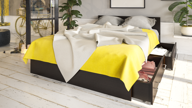 Кровать с ящиками Стандарт 1400 цвет венге