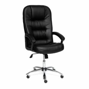 Кресло офисное TetChair CH 9944 хром (Искусств. чёрная кожа)