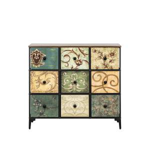 Комод Leset Лунет 9 ящ. Чёрный Мульти зеленый