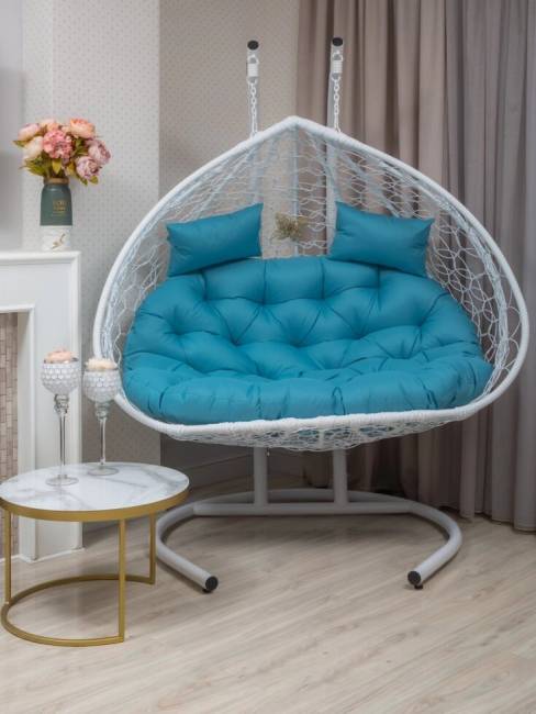 Подвесное двухместное кресло из искусственного ротанга "BUENO GRANDE", белый Подвесное двухместное кресло из искусственного ротанга "BUENO GRANDE", белый