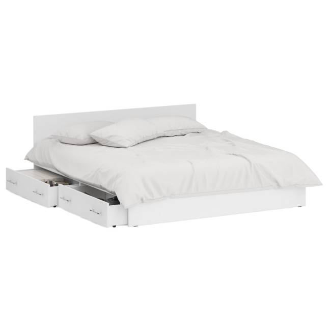Кровать белая с ящиками Стандарт 1800 цвет белый