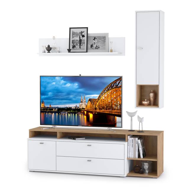 Гостиная Бэль № 02, цвет дуб крафт золотой/белый премиум