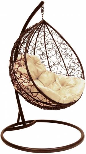 Подвесное кресло кокон «капля ротанг» коричневый