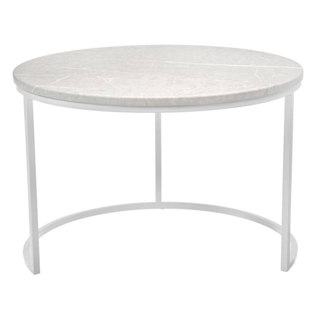 Набор кофейных столиков Tango бежевый мрамор с белыми ножками, 2шт