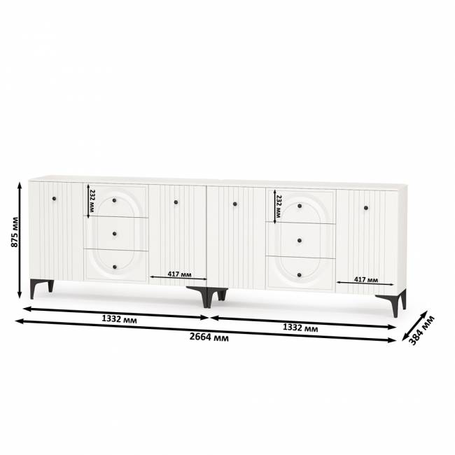 Два Комода Валенсия можно использовать как ТВ-тумбу цвет белый шагрень