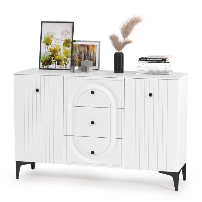 Два Комода Валенсия можно использовать как ТВ-тумбу цвет белый шагрень