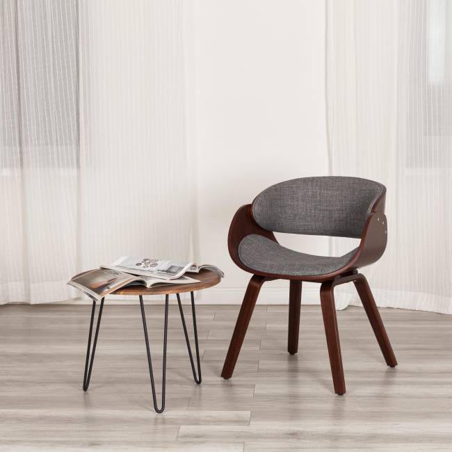 Стул LANDO (mod.8036) дерево / ткань, 59х53х75 см, орех/серый, Aimcasa 28 орех темный, серый дерево / ткань