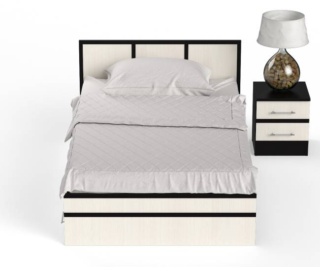 Кровать с ящиками 1200 с тумбой Сакура цвет венге/дуб лоредо