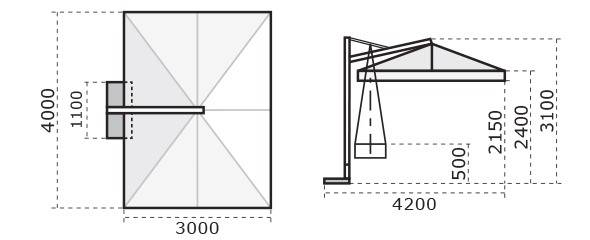Зонт профессиональный 3х4 м Galileo Wood имитация ироко, слоновая кость 3000х4000 мм