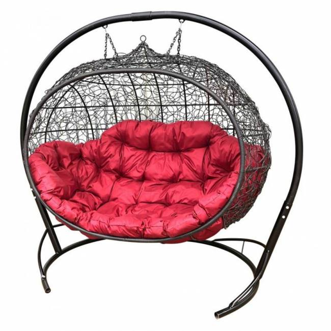 Кресло подвесное двойное Улей, коричневый, красный 