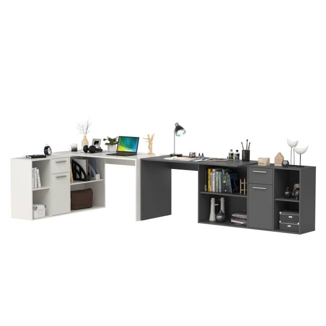 Два письменных стола-трансформера Лайт 03.245 цвет белый шагрень/тёмно-серый Два письменных стола-трансформера Лайт 03.245 цвет белый шагрень/тёмно-серый