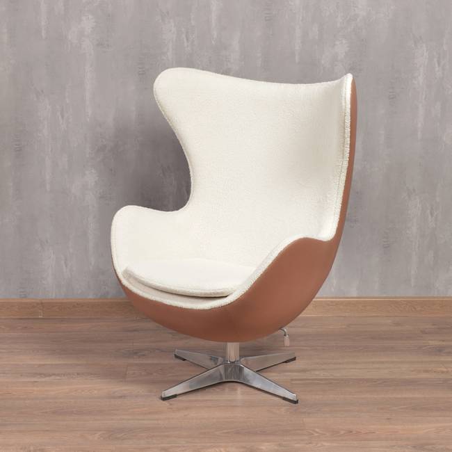 Кресло EGG STYLE CHAIR коричневый, белый, экокожа