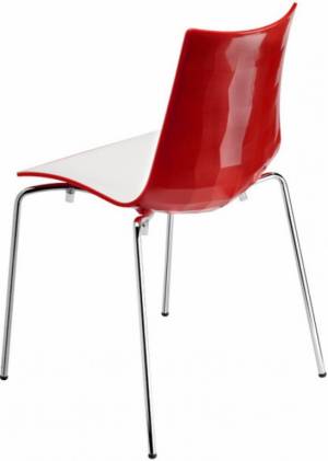 Стул пластиковый Zebra Bicolore 4 legs хром, белый, красный 550х520х830 мм Стул пластиковый Zebra Bicolore 4 legs хром, белый, красный 550х520х830 мм