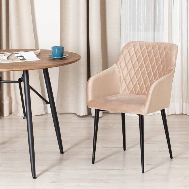 Кресло BREMO (mod. 708) ткань/металл, 58х55х83 см, высота до сиденья 48 см, бежевый barkhat 5/черный (Комплект из 4 шт.) бежевый ткань/металл