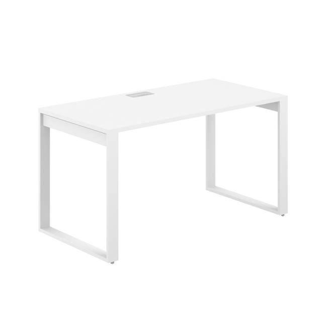 AG.101.WH.L.72.WH  / Стол 1200х600х750 / профиль О-образный: 70х20 белый; лючок: серебро; столешница: белый