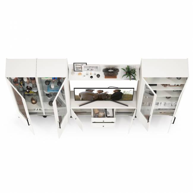 Валенсия стенка в гостиную № 66 цвет белый шагрень Валенсия стенка в гостиную № 66 цвет белый шагрень