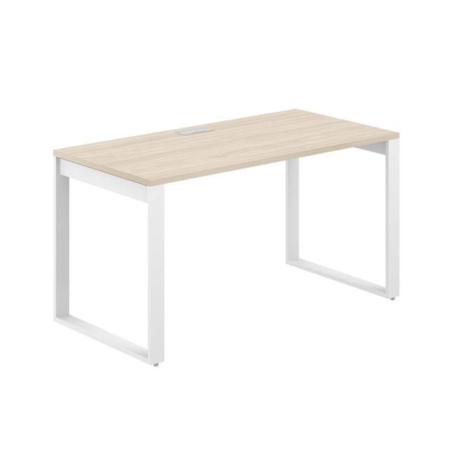 AG.101.AR.L.72.WH  / Стол 1200х600х750 / профиль О-образный: 70х20 белый; лючок: серебро; столешница: акация равелло