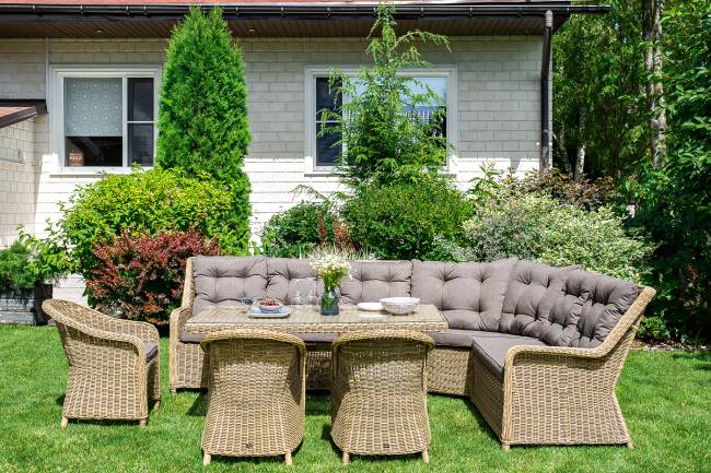 "Базелла" обеденная группа из искусственного ротанга, цвет соломенный "Базелла" обеденная группа из искусственного ротанга, цвет соломенный