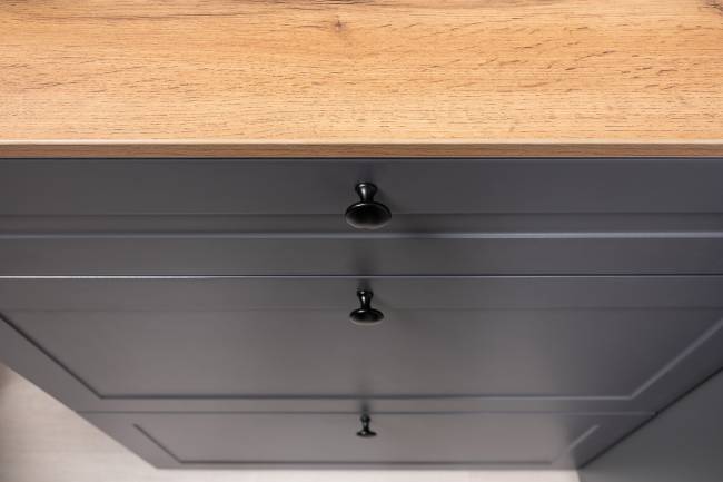 Мебельная стенка для прихожей Остин № 61 цвет серый графит/дуб крафт золотой