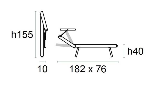 Шезлонг-лежак металлический Smart серебристый 1820х760х400 мм Шезлонг-лежак металлический Smart серебристый 1820х760х400 мм