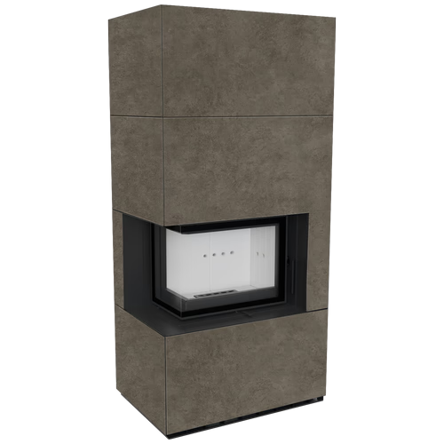 Каминокомплект Kratki PRO FLOKI FOKOS PIOMBO угловое стекло слева