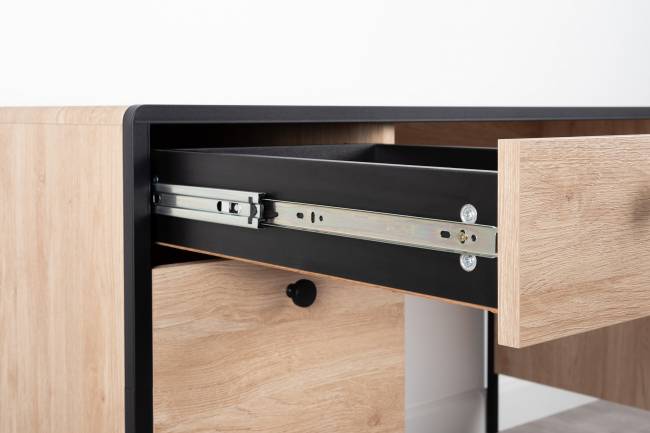 Брюс письменный стол с комодом цвет чёрный/Battle rock Santiago/столешница МДФ ель карпатская Брюс письменный стол с комодом цвет чёрный/Battle rock Santiago/столешница МДФ ель карпатская