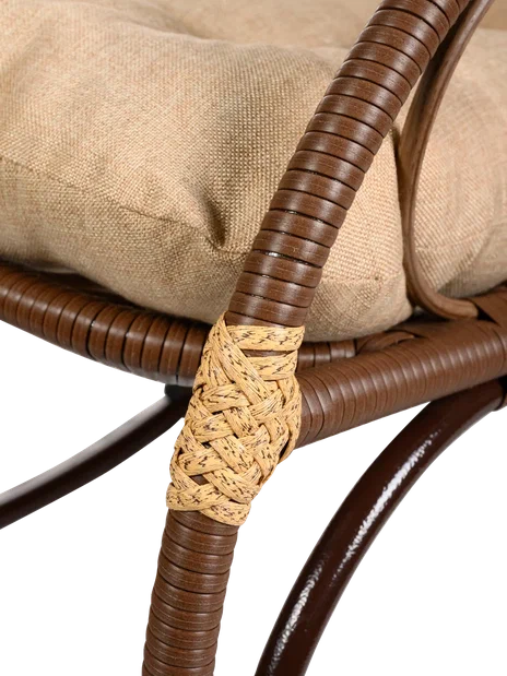 Кресло качалка с подножкой из искусственного ротанга, какао