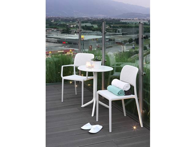 Стол пластиковый обеденный Step + Step Mini белый Ø605х400-765 мм